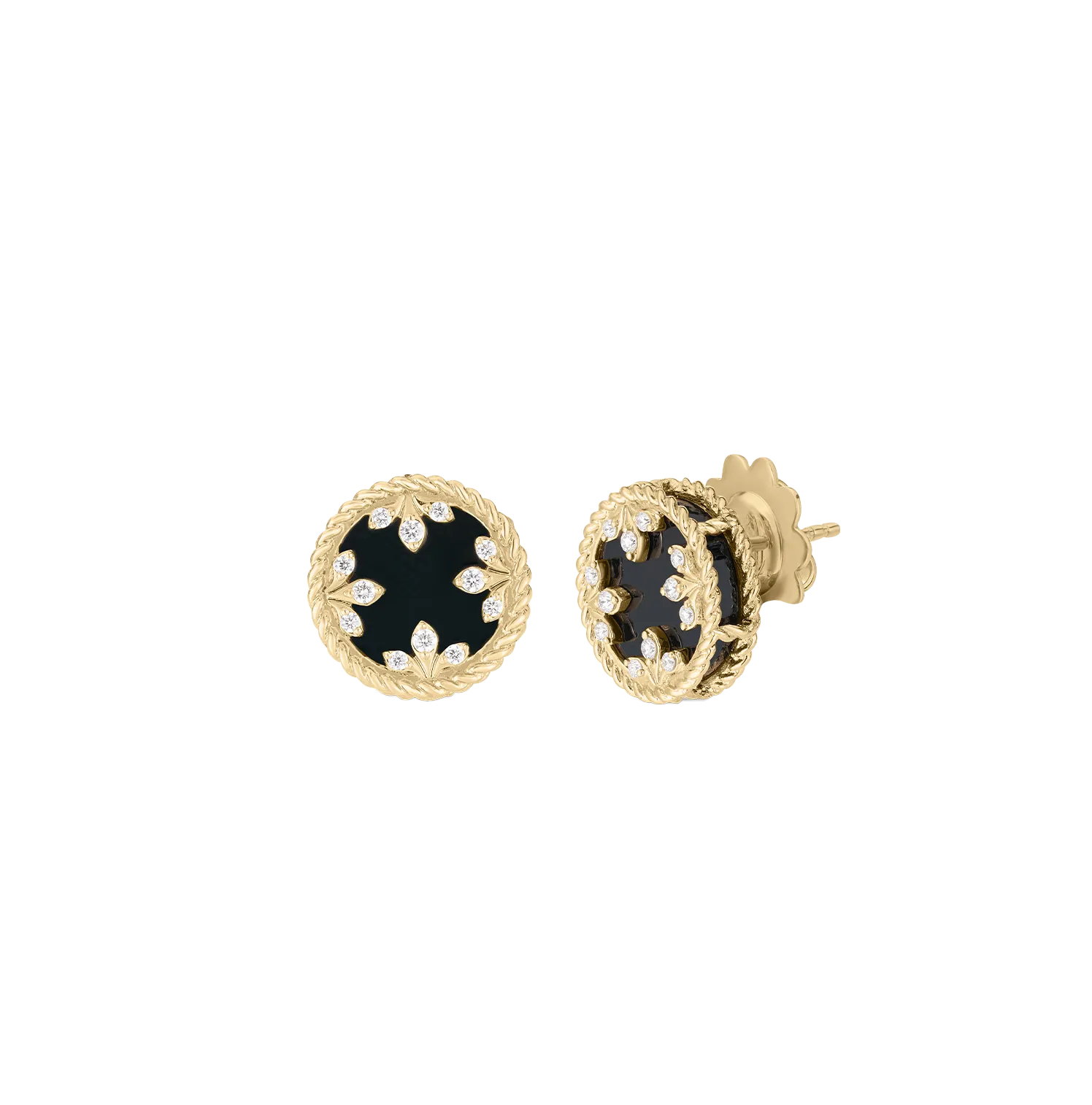 Roberto Coin Venetian Princess Black Jade and Diamond Stud Earrings