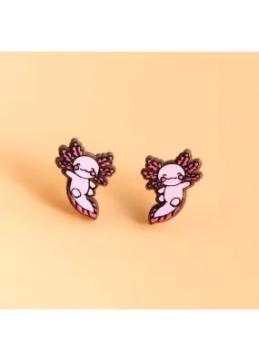 Robin Valley - Axolotl Cherry Wood Stud Earrings