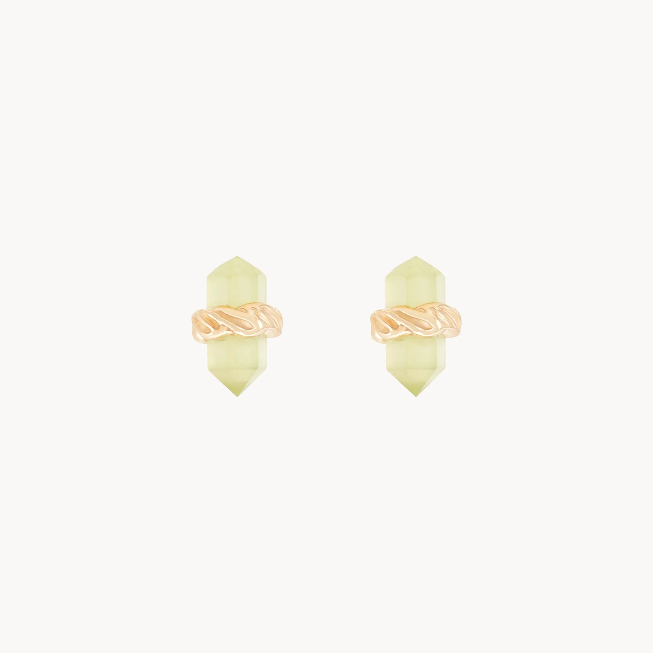 rooted wisdom jade earring - 14k yellow gold, jade gemstone