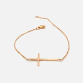 Rosy Horizontal Cross Bracelet 7 inch