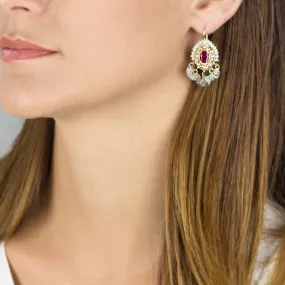 Rosy Zircon Pearls Ethnic earrings