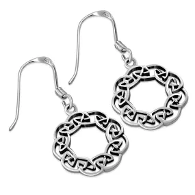 Round Plain Silver Celtic Knot Earrings