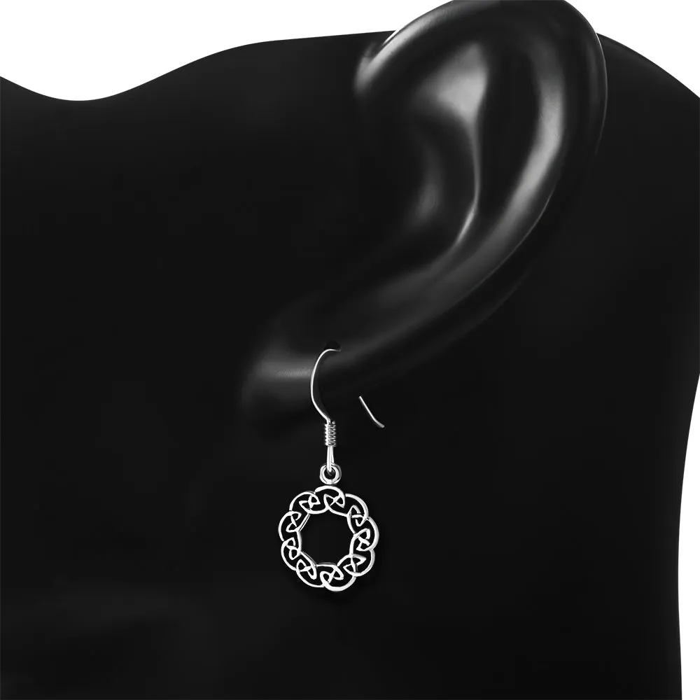 Round Plain Silver Celtic Knot Earrings