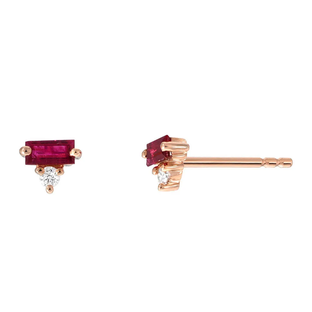 Ruby Baguette And Diamond Earrings