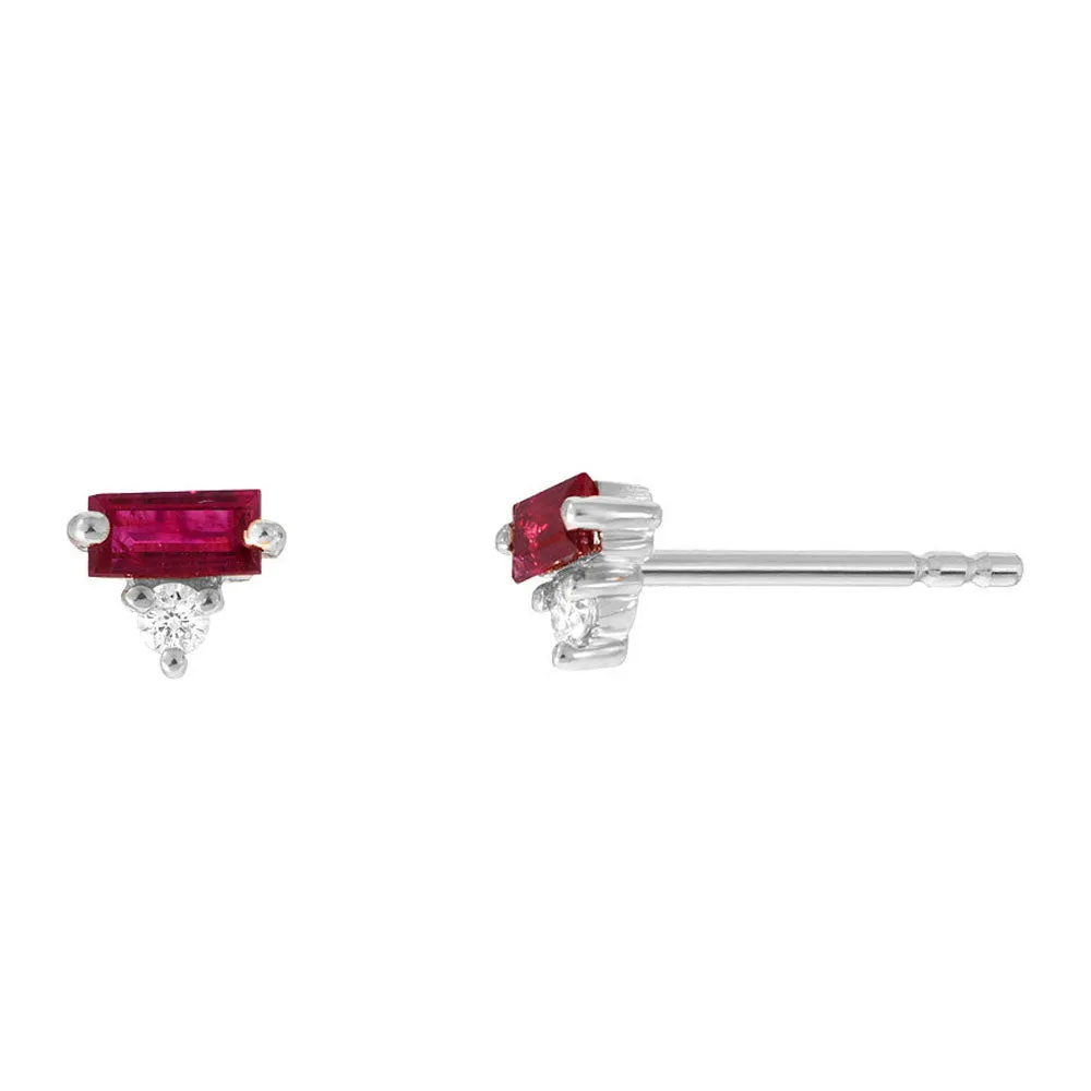 Ruby Baguette And Diamond Earrings