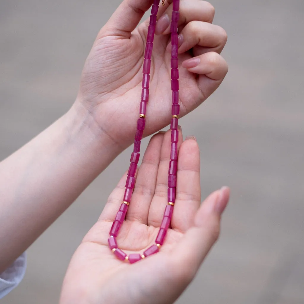 Ruby Bamboo - Ruby Rhodochrosite Necklace