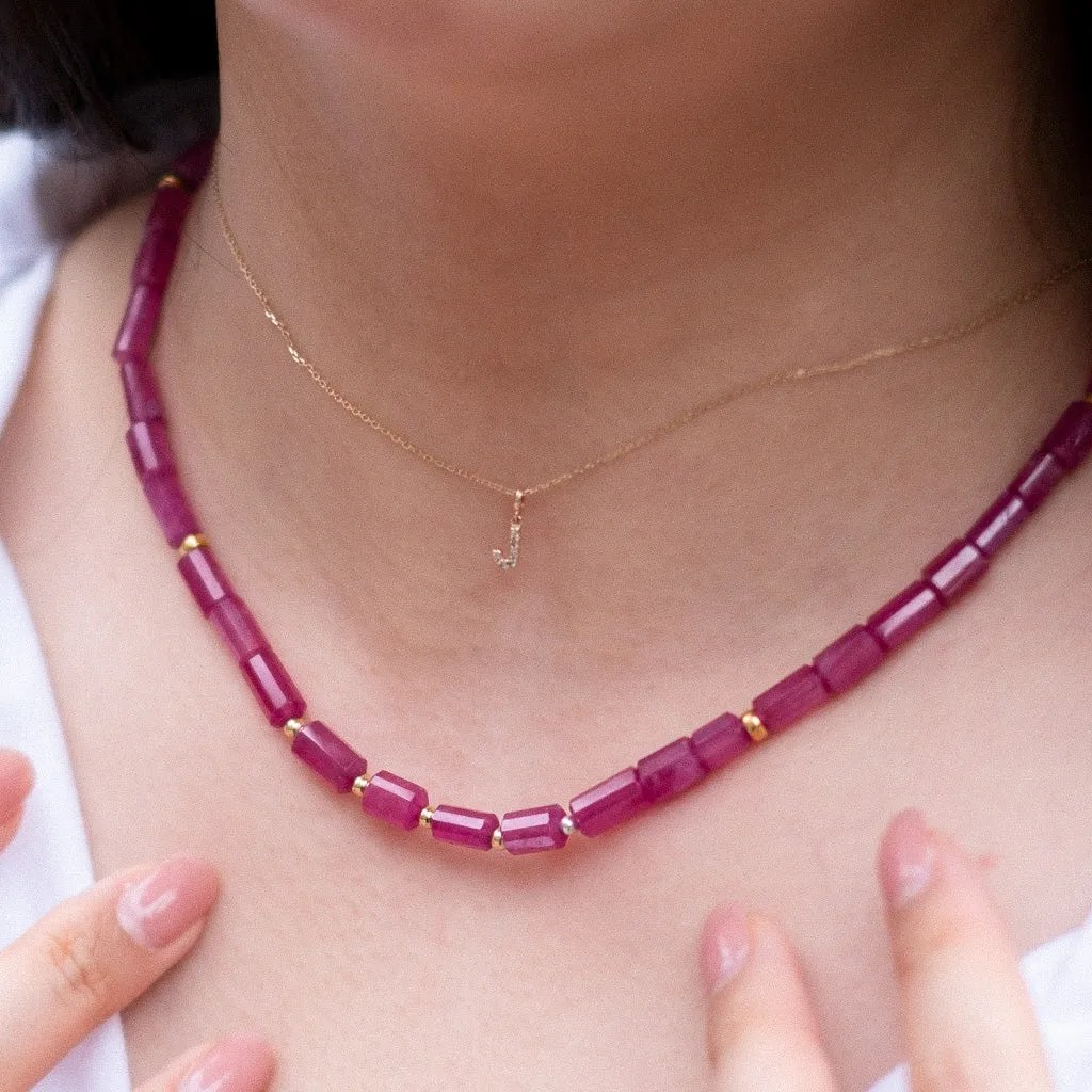 Ruby Bamboo - Ruby Rhodochrosite Necklace