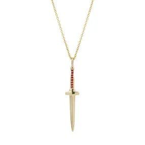 Ruby Dagger Small Pendant Necklace