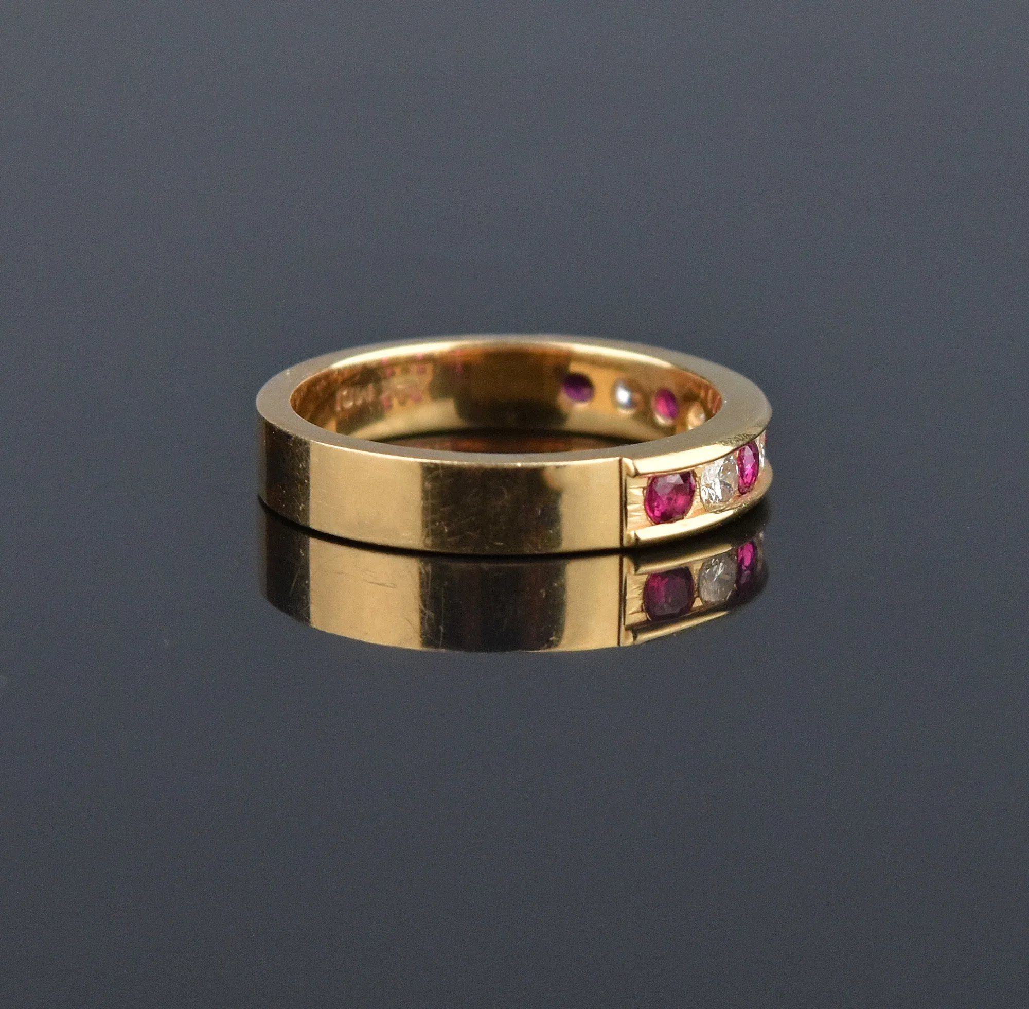 Ruby Diamond 14K Gold Half Eternity Band Ring