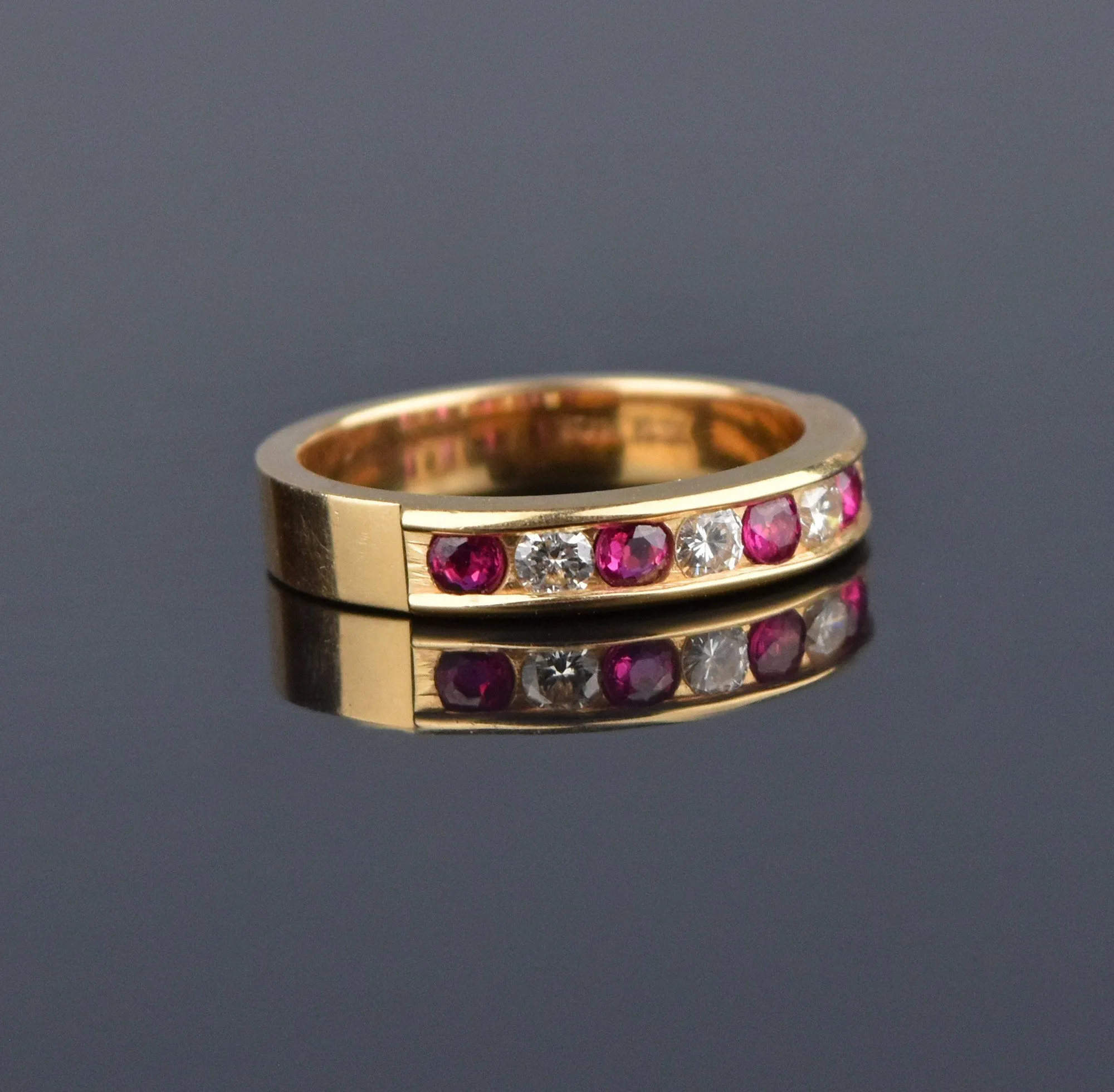 Ruby Diamond 14K Gold Half Eternity Band Ring