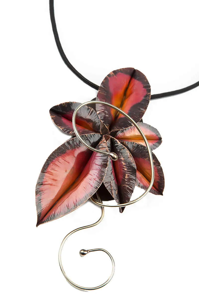 Ruby Foliage Metal Pendant