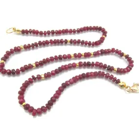 Ruby Necklace with Gold Filled Trigger Clasp