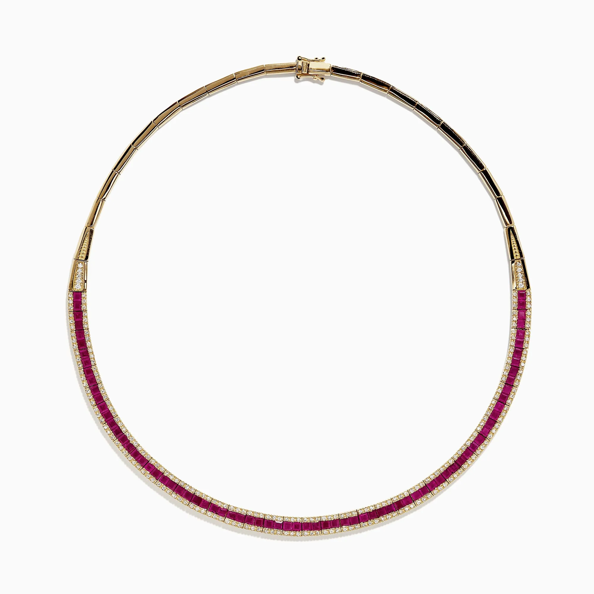 Ruby Royale 14K Yellow Gold Ruby and Diamond Collar Necklace, 11.31 TCW