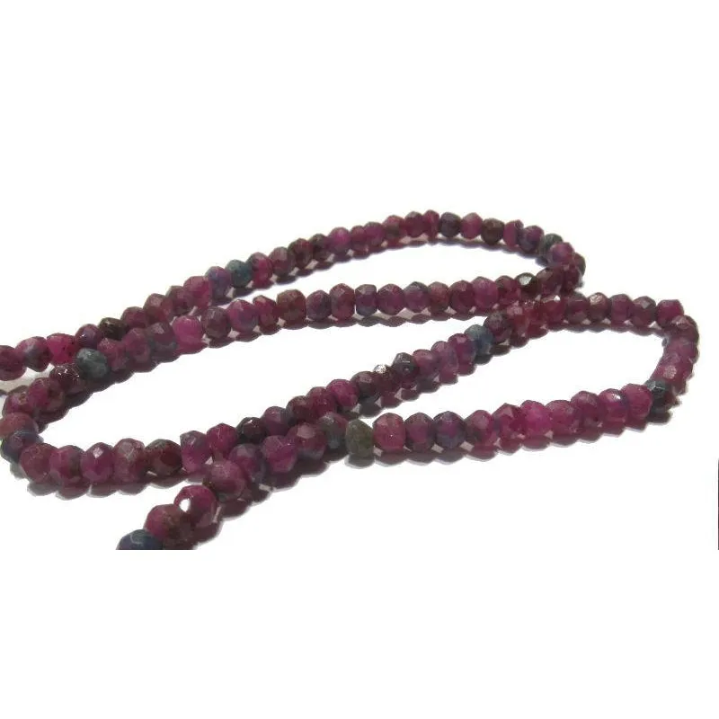 Ruby-Zoisite Faceted Rondelles 3mm Strand