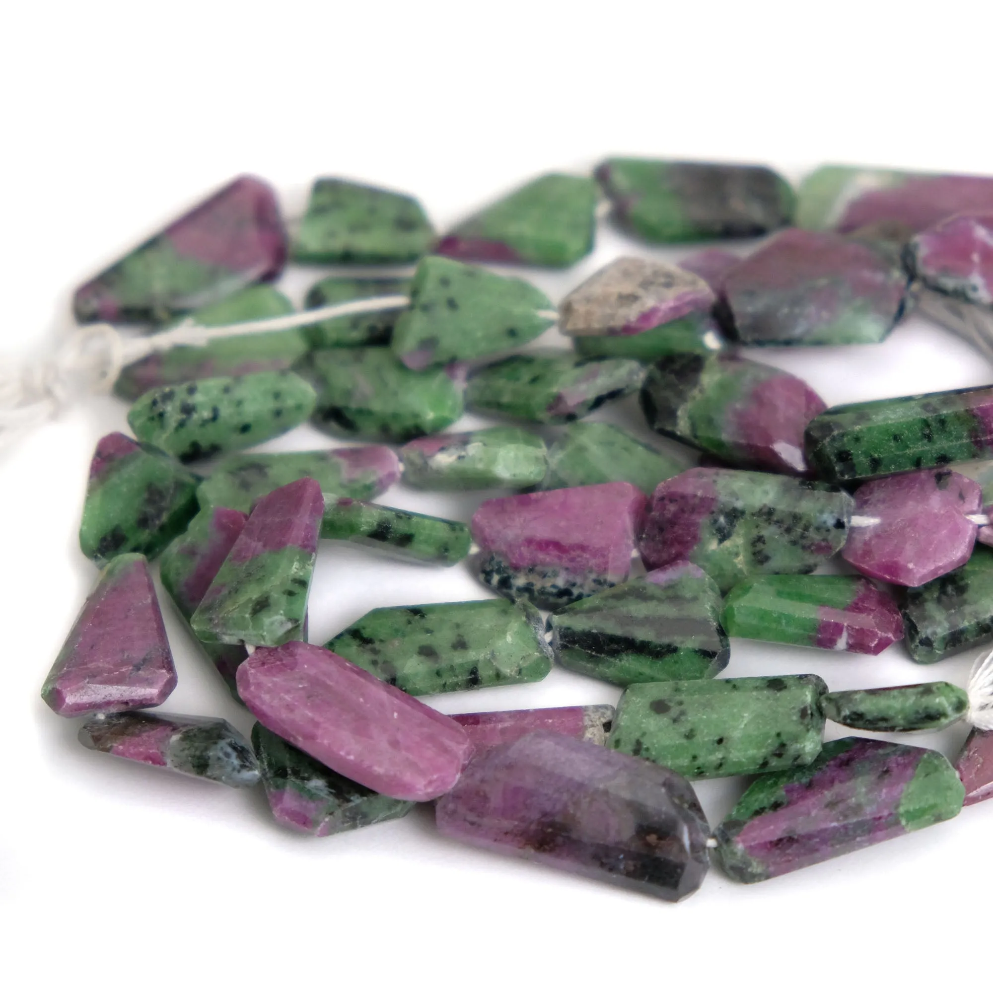 Ruby Zoisite Fine Faceted Nuggets Strand