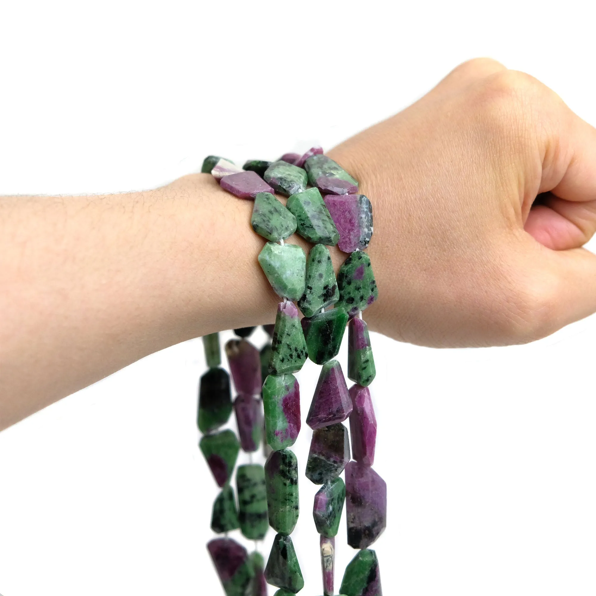 Ruby Zoisite Fine Faceted Nuggets Strand