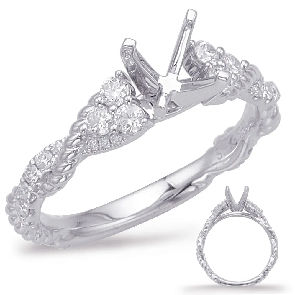 S. Kashi 14K White Gold .40ctw Diamond Twist Design Engagement Ring Semi-Mount (94253)