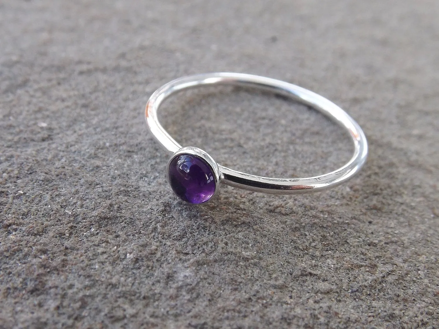 SALE-Amethyst Stacking Ring, Amethyst Ring, Natural Gem Ring, February Birthstone, Amethyst, Gemstone Stacking Ring, Purple, Amethyst, Gift