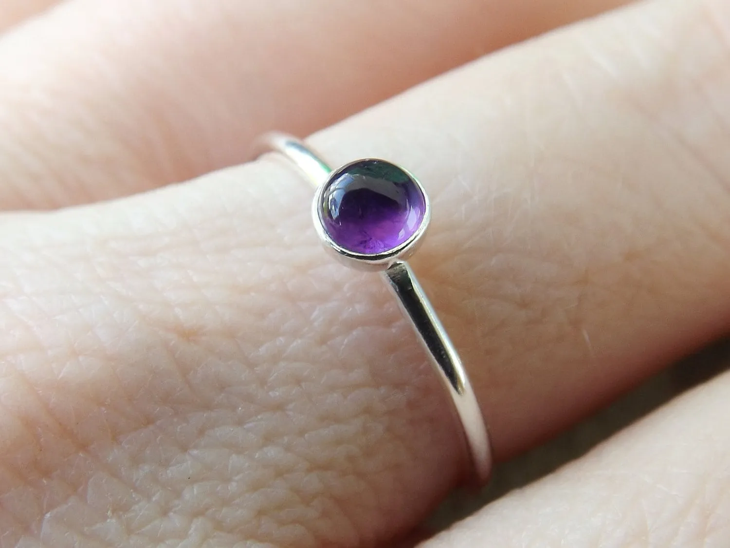 SALE-Amethyst Stacking Ring, Amethyst Ring, Natural Gem Ring, February Birthstone, Amethyst, Gemstone Stacking Ring, Purple, Amethyst, Gift