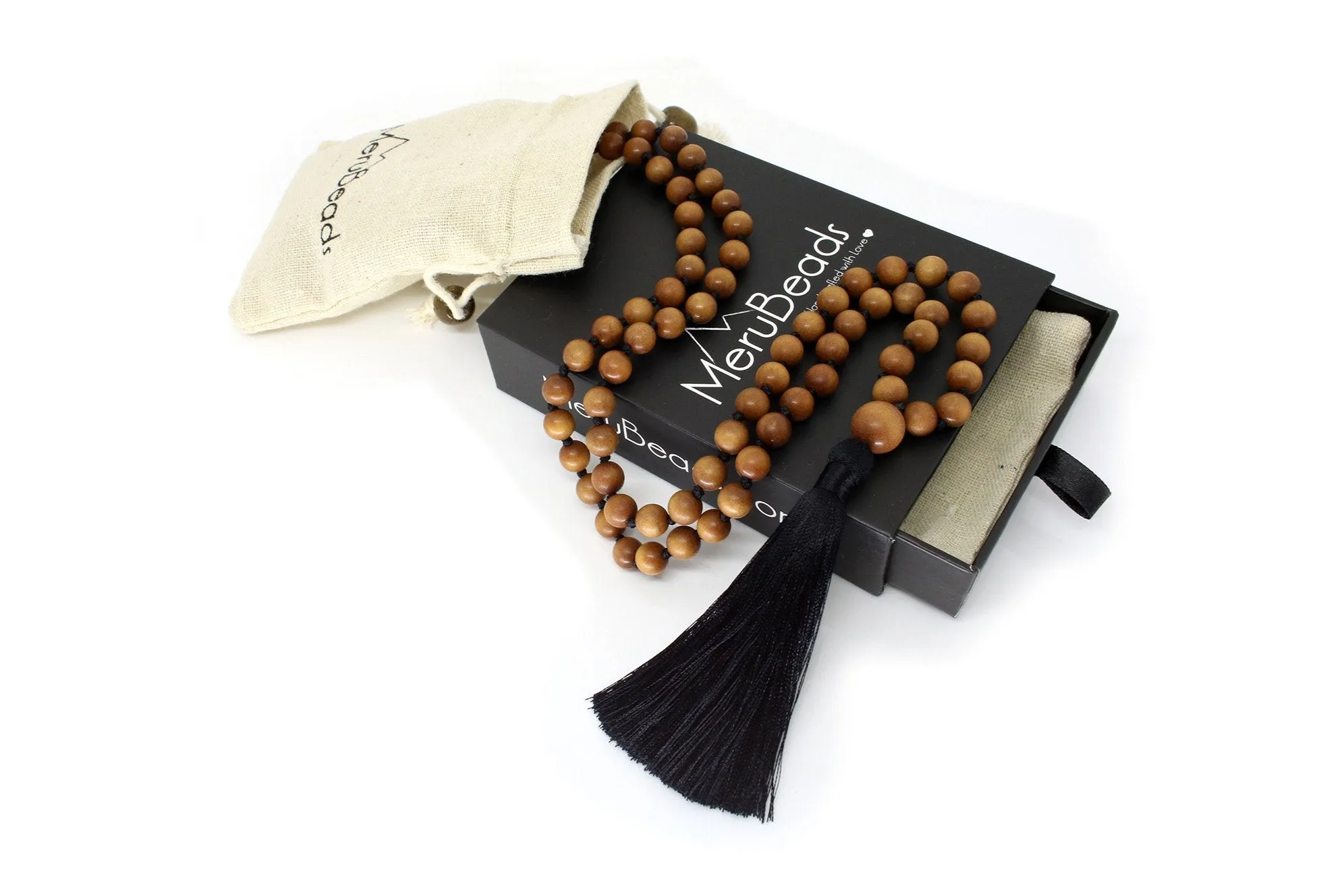 Sandalwood Mala Beads Necklace - "I am Peace"