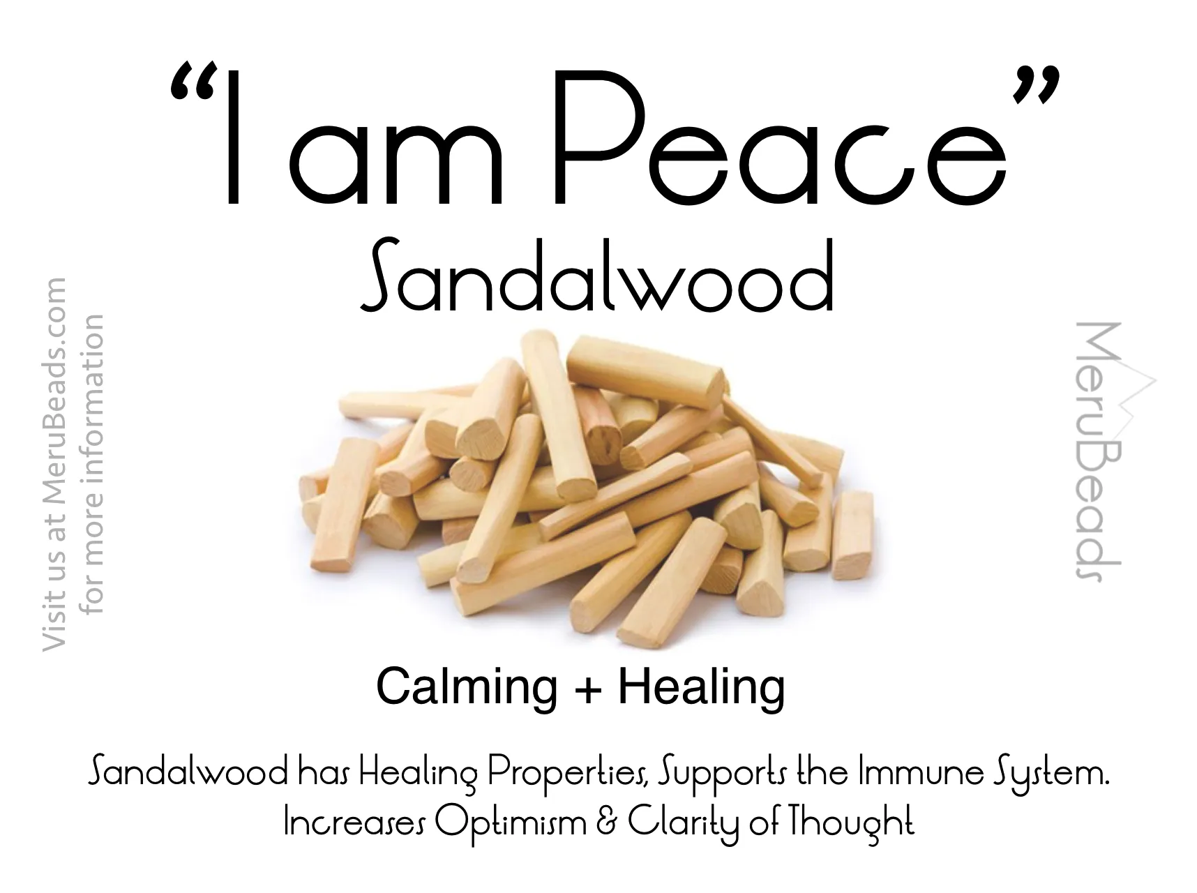 Sandalwood Mala Beads Necklace - "I am Peace"