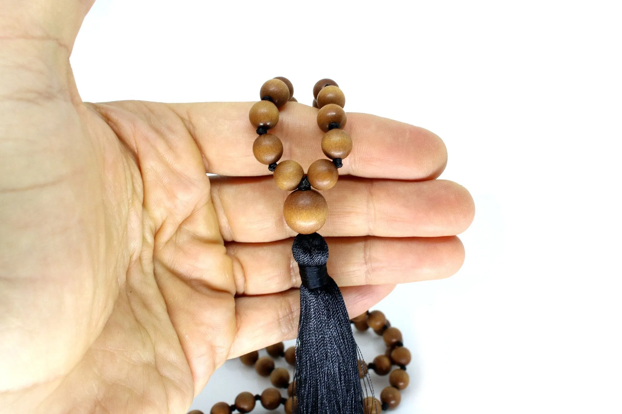 Sandalwood Mala Beads Necklace - "I am Peace"