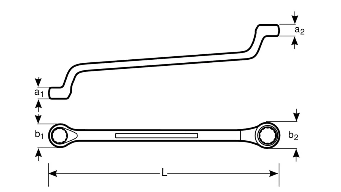 Sandvik Belzer Metric Deep Offset Double Ring End Wrenches with Chrome Finish 2M-24-30