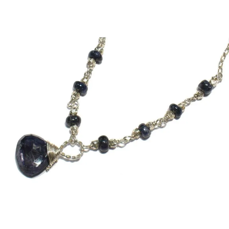 Sapphire Chain Necklace with Sterling Silver Trigger Clasp