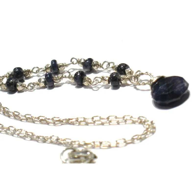 Sapphire Chain Necklace with Sterling Silver Trigger Clasp