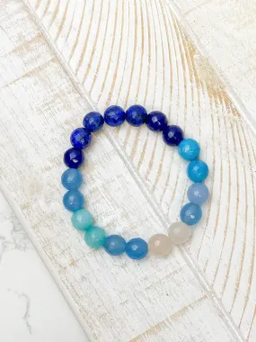 Semi Precious Stretch Beaded Bracelet - Blue