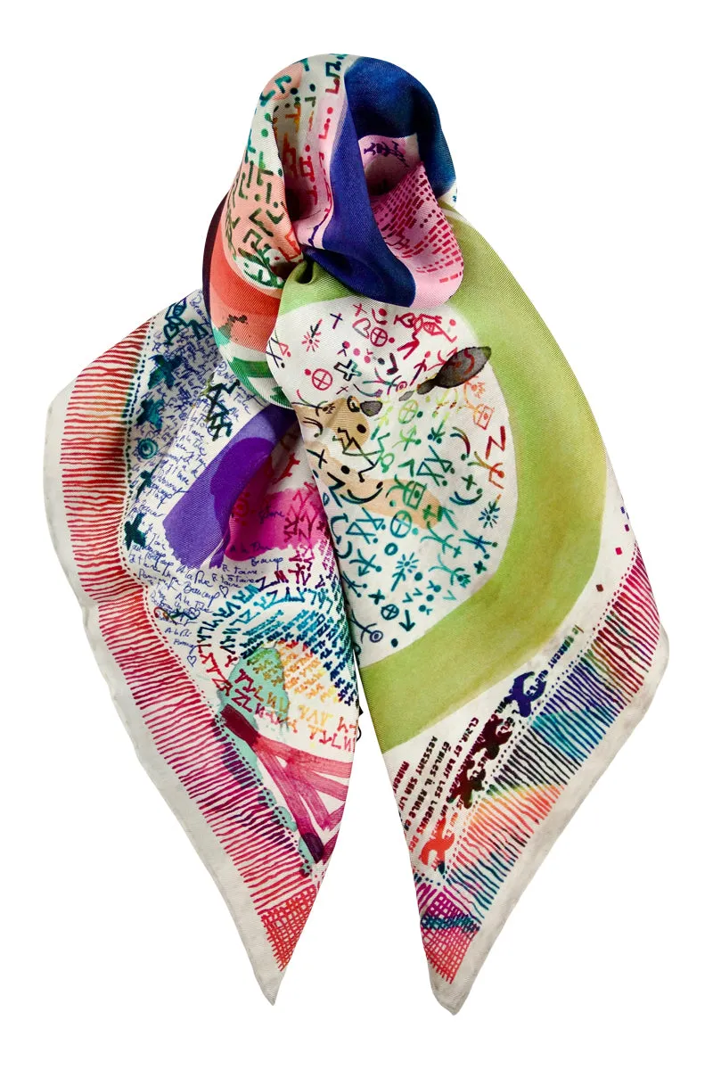 Silk scarf "Grafittis" Lacroix - ivory