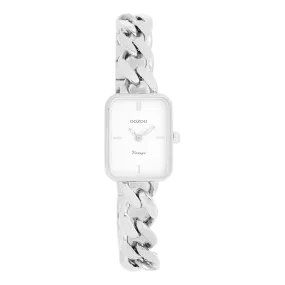 Silver coloured OOZOO watch with silver coloured chunky chain bracelet - C20360