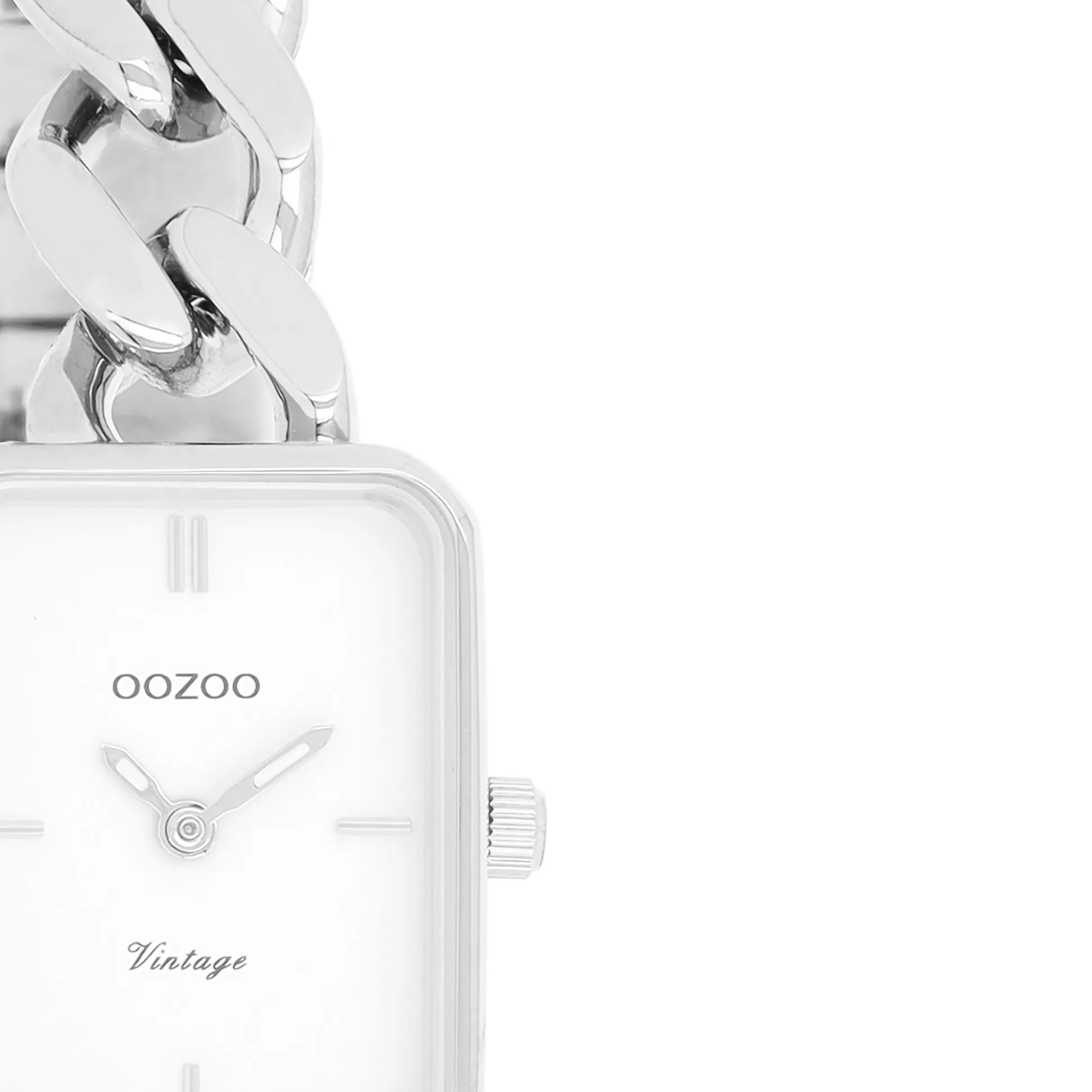 Silver coloured OOZOO watch with silver coloured chunky chain bracelet - C20360