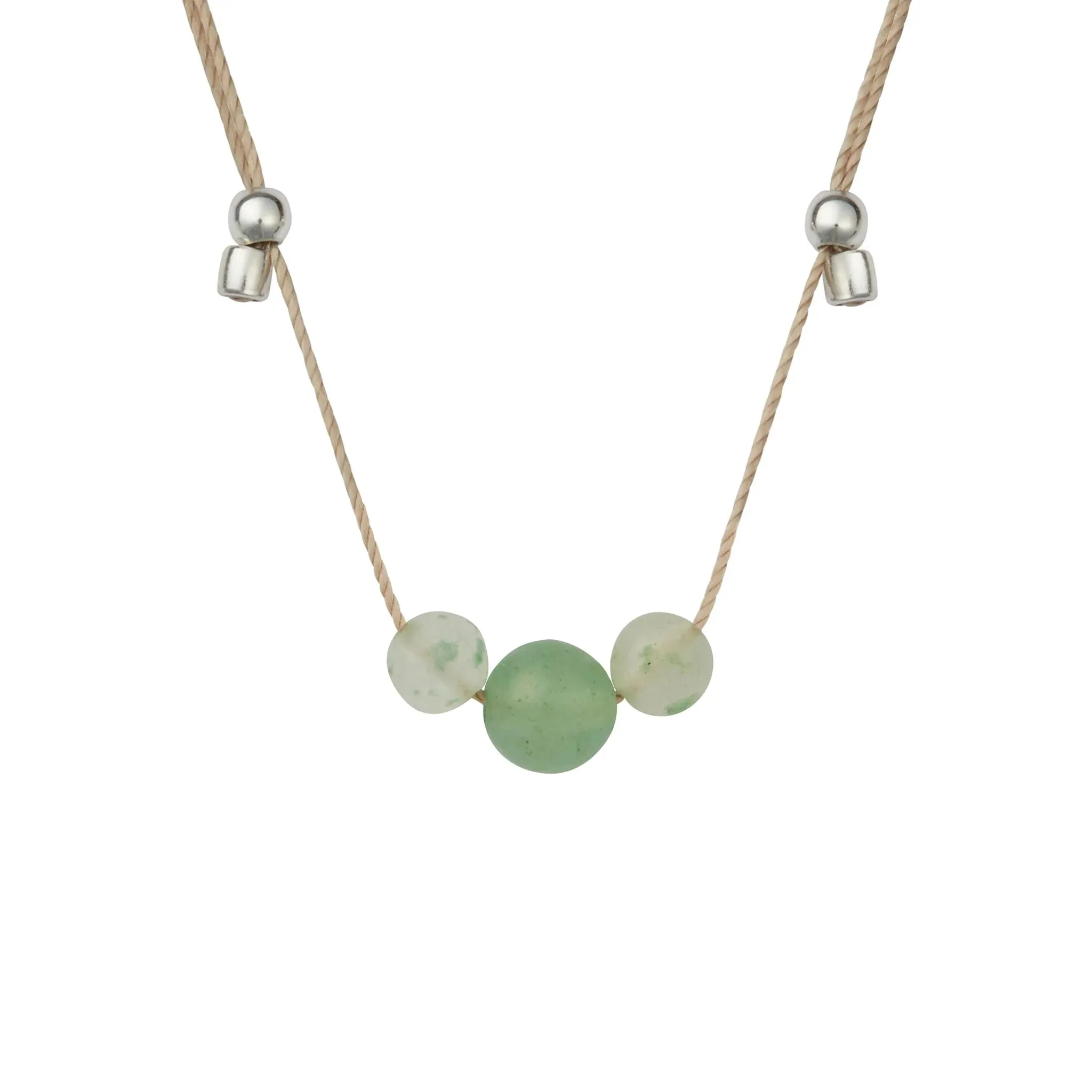 Silver Silk Gemstone Slider Necklace