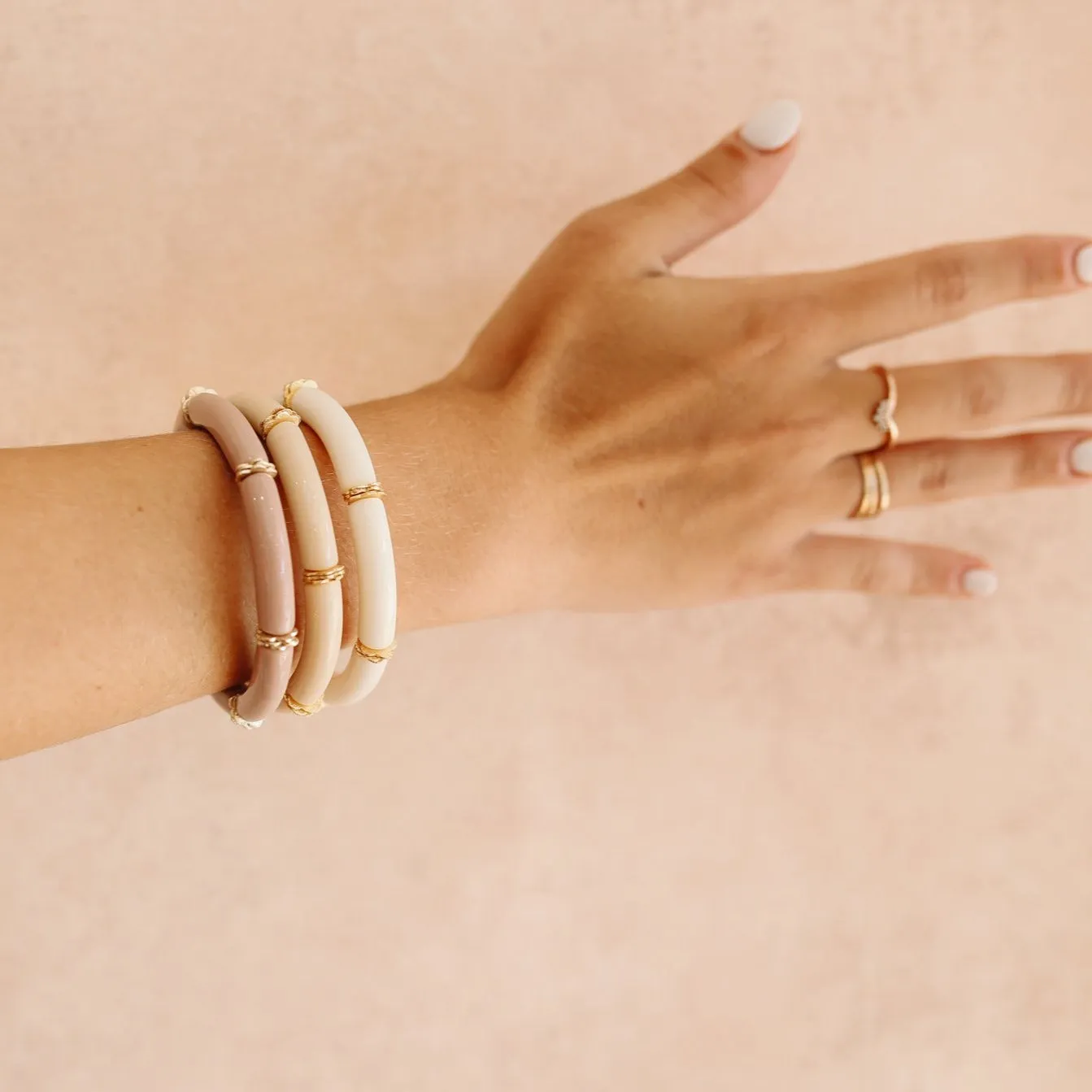 Skinny Acrylic Bamboo Bracelet: White