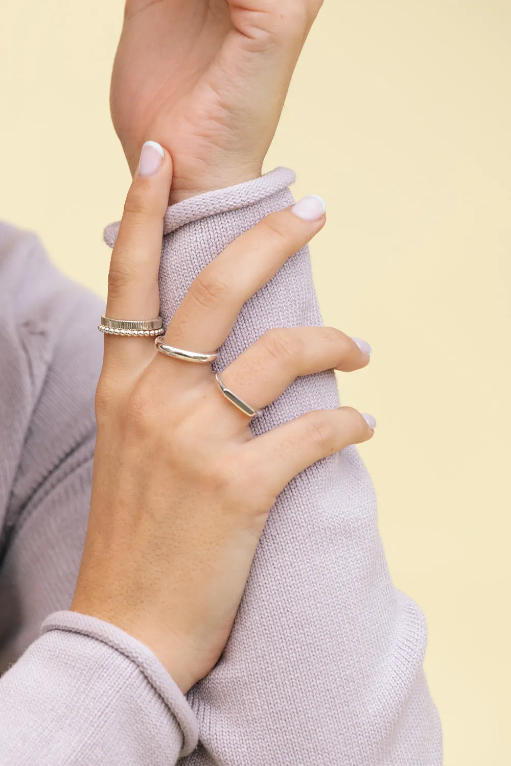 Small dots stacking ring silver