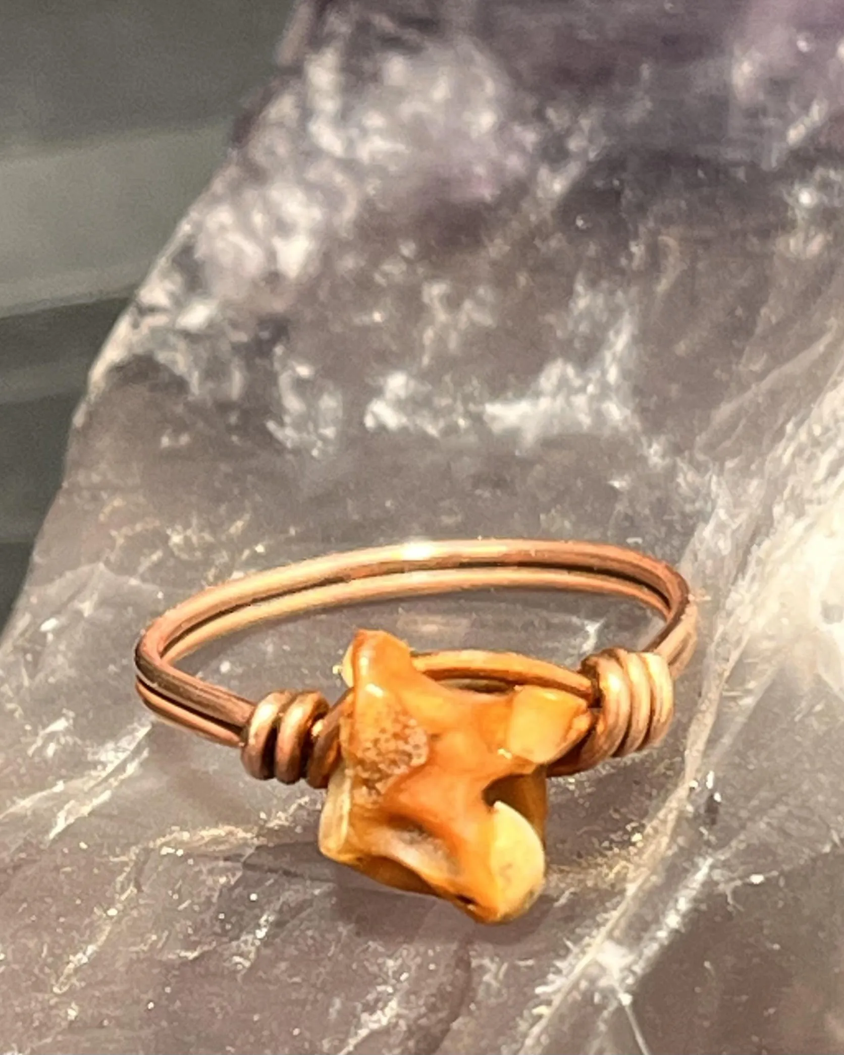 Snake Bone Vertebrae Copper Bead Ring