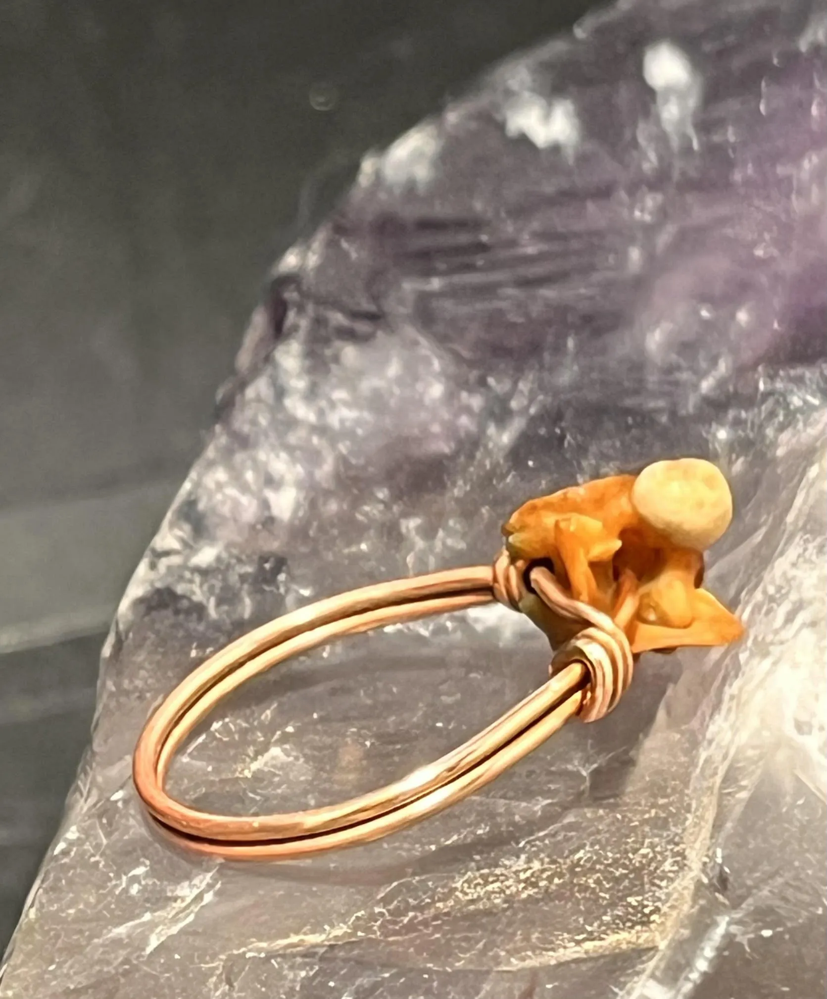 Snake Bone Vertebrae Copper Bead Ring