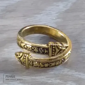 Snake Ring Gold Runes Norse Viking Style