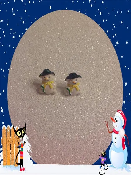 Snowman post earrings