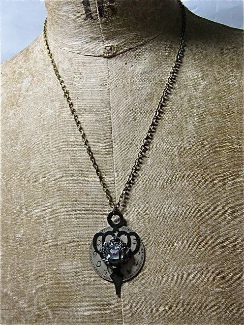 Steampunk Pendant -  Cultivated Beauty  - Steampunk watch parts Necklace- Repurposed art