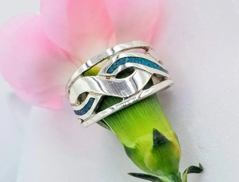 Sterling Celtic Band with Turquoise Inlay