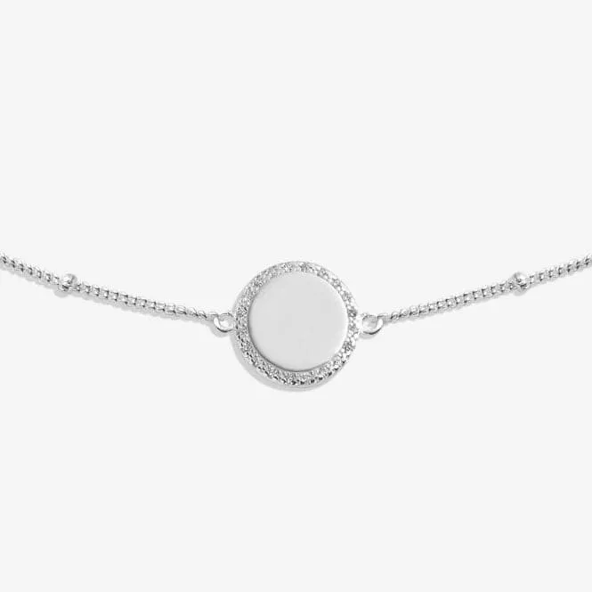 Sterling Silver Happy 40th Birthday Disc Pave 16cm   3cm Bracelet JJS0012