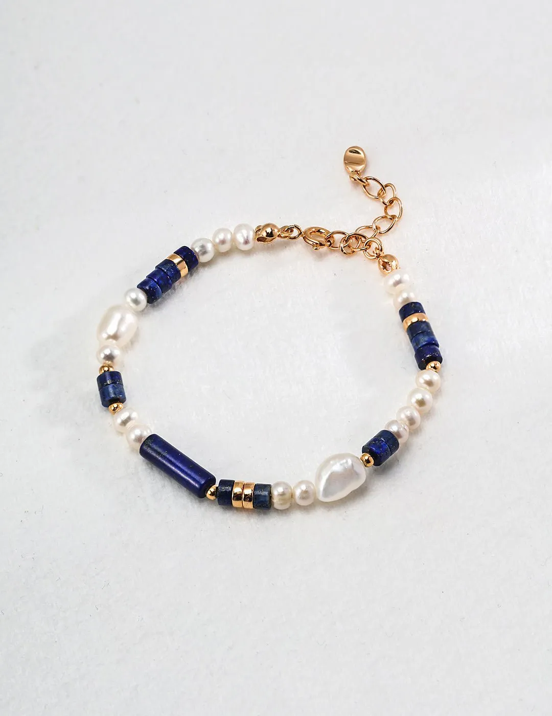 Sterling Silver Lapis Lazuli Pearl Bracelet