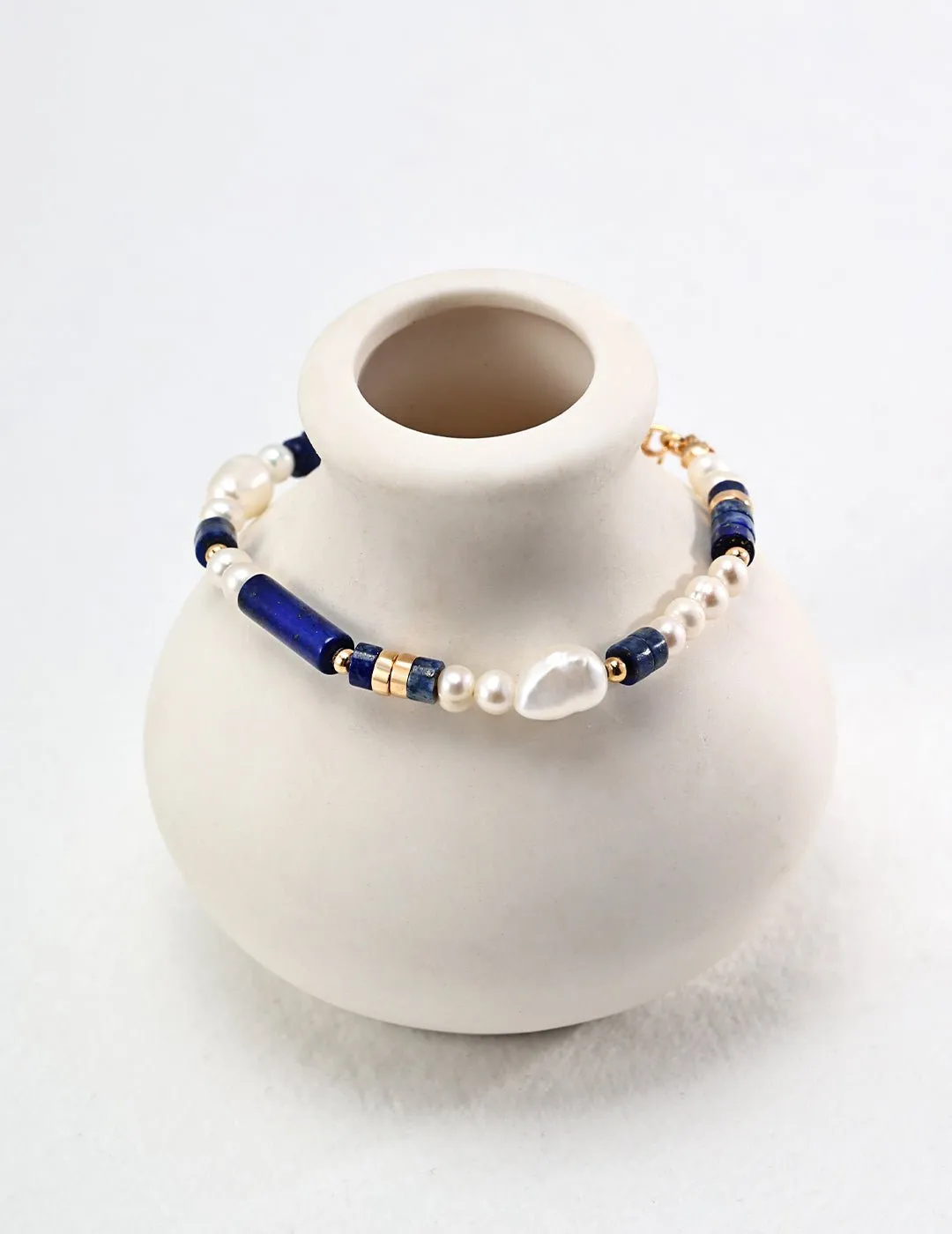 Sterling Silver Lapis Lazuli Pearl Bracelet