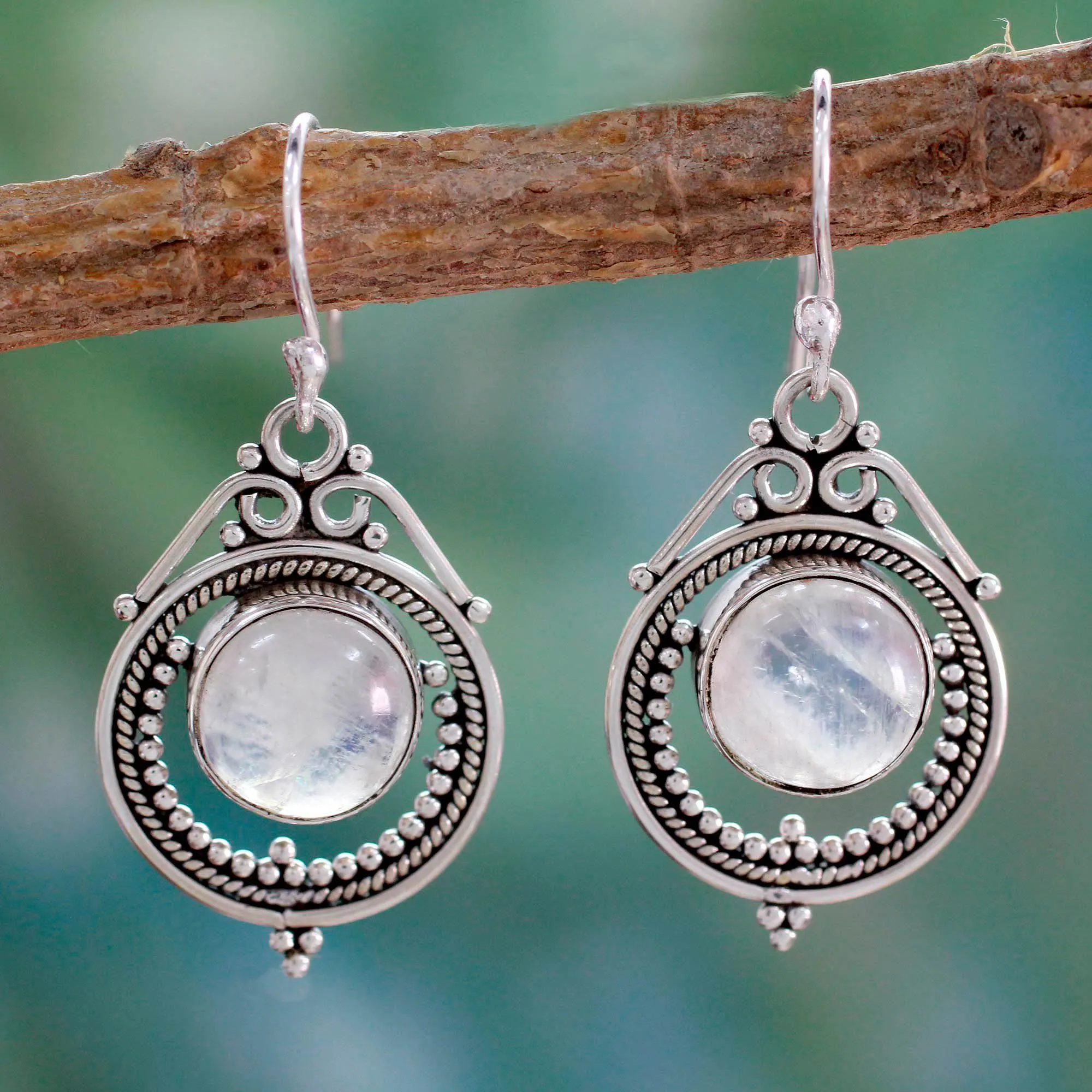 Sterling Silver Moonstone Dangle Earrings