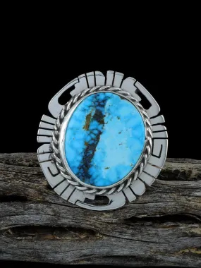 Sterling Silver Natural Kingman Turquoise Adjustable Ring, Size 8 1/2 