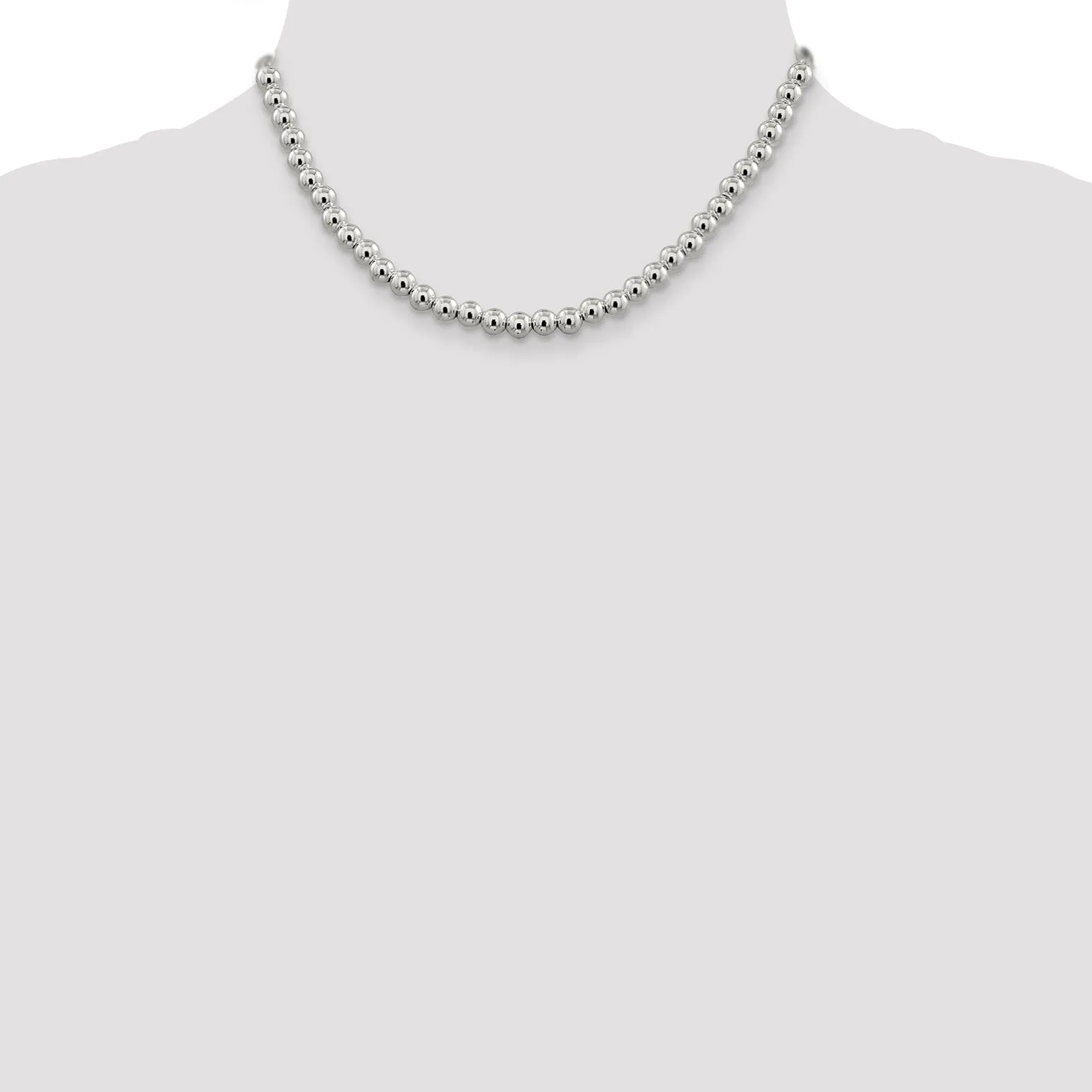 Sterling Silver Necklace Beaded Box Chain 6.10MM