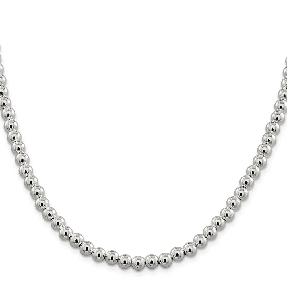 Sterling Silver Necklace Beaded Box Chain 6.10MM