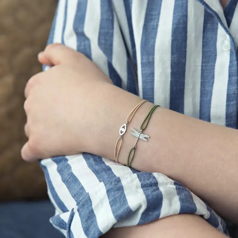 Stretch Bracelet with Silver Dragonfly